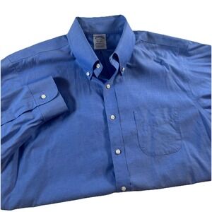 Brooks Brothers Mens Non Iron  Regent Fit Stretch Dress Shirt 16.5  32 ‎ Blue